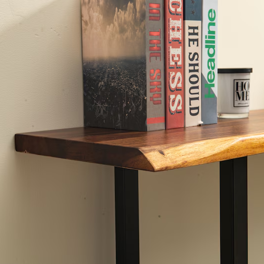 Console Table - Live Edge Sofa Table, South American Walnut, Modern, Live Edge, Sofa Table, Wood Sofa Table, Entryway Table, Metal Legs