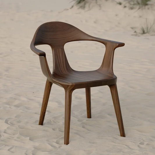 Stunning Wooden Chair Handcrafted From Solid Dark Walnut