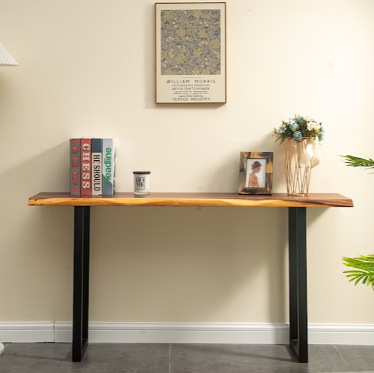 Console Table - Live Edge Sofa Table, South American Walnut, Modern, Live Edge, Sofa Table, Wood Sofa Table, Entryway Table, Metal Legs