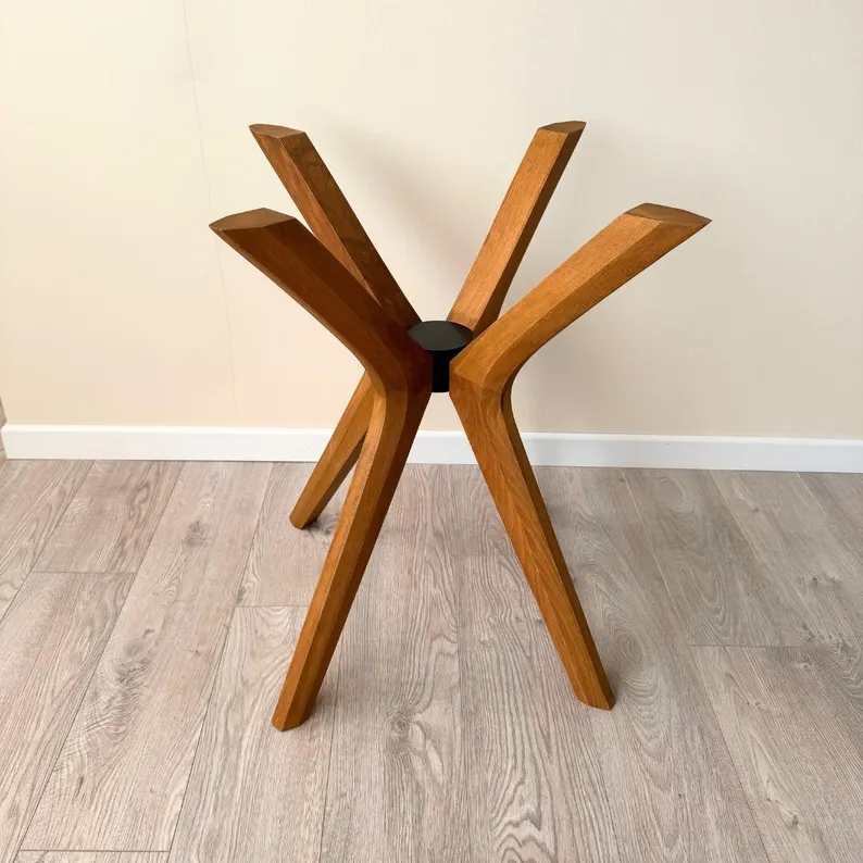 Solid Beech Wood Spider Legs for Dining Table, Pedestal Leg for Round Glass Tables, Butterfly Leg for Room Epoxy Table, Office Table Legs