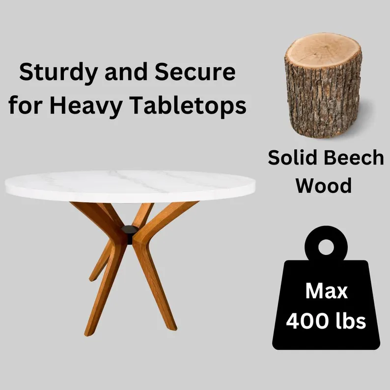 Solid Beech Wood Spider Legs for Dining Table, Pedestal Leg for Round Glass Tables, Butterfly Leg for Room Epoxy Table, Office Table Legs